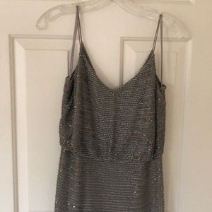 Adrianna Papell Silver Beaded Gown